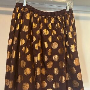 Hanna Andersson Brown Skirt with Gold Polka Dots
